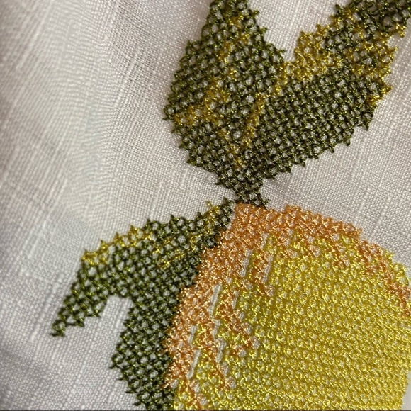 Off Shoulder Lemon Embroidered Cross Stitch Pullover Blouse White Sz M - Picture 7 of 15